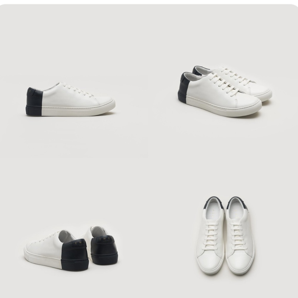 THEY Two-Tone White/Navy Leather Sneaker
